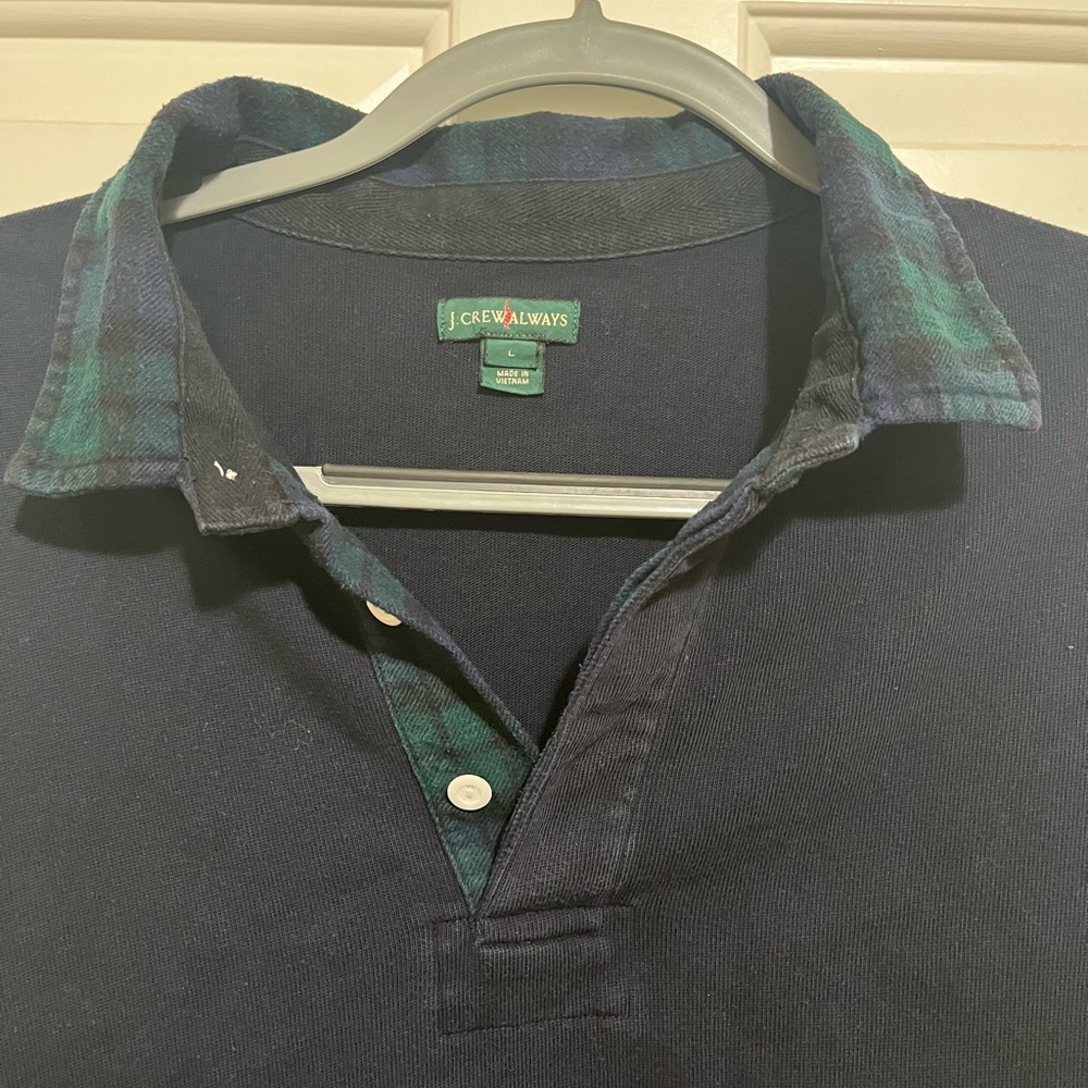 Vintage J-Crew Flannel Collar Long Sleeve Polo